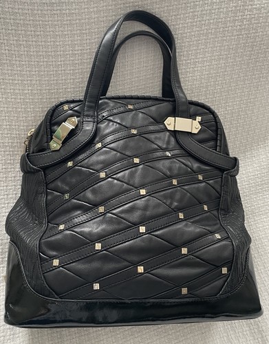 Black leather satchel - black,